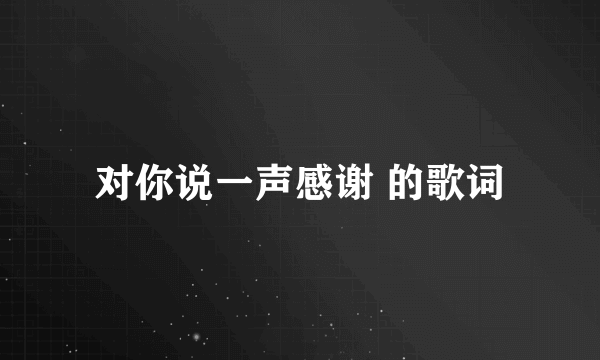 对你说一声感谢 的歌词