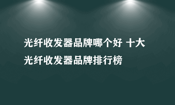 光纤收发器品牌哪个好 十大光纤收发器品牌排行榜