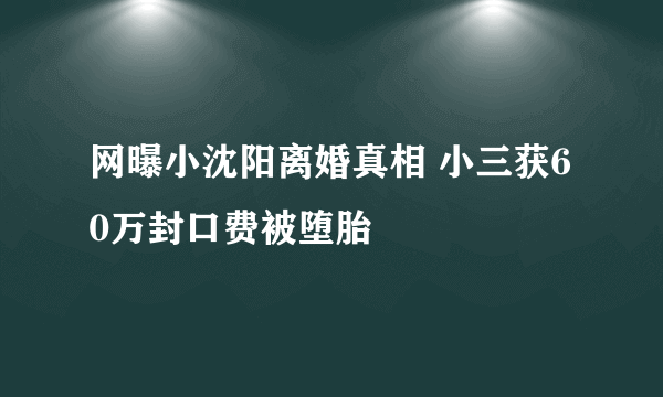 网曝小沈阳离婚真相 小三获60万封口费被堕胎