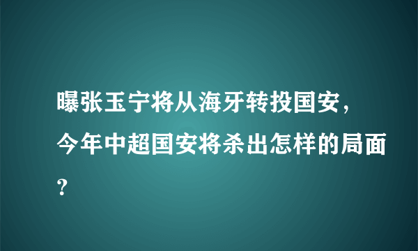 曝张玉宁将从海牙转投国安，今年中超国安将杀出怎样的局面？