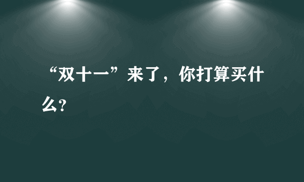 “双十一”来了，你打算买什么？