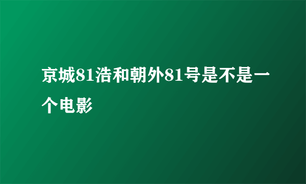 京城81浩和朝外81号是不是一个电影