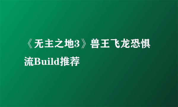 《无主之地3》兽王飞龙恐惧流Build推荐