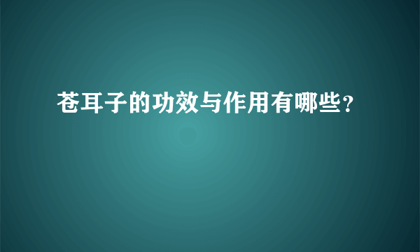 苍耳子的功效与作用有哪些？