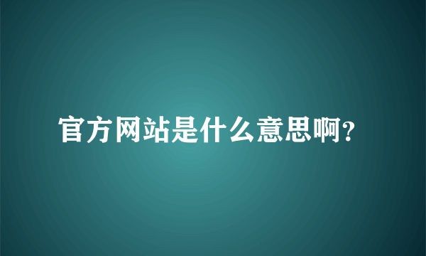 官方网站是什么意思啊？