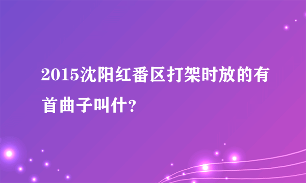 2015沈阳红番区打架时放的有首曲子叫什？