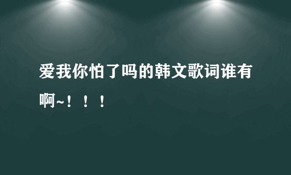 爱我你怕了吗的韩文歌词谁有啊~！！！