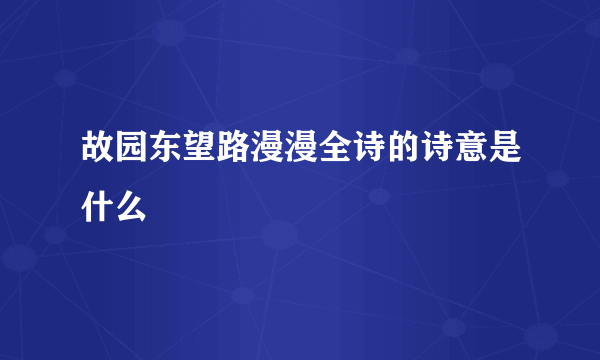 故园东望路漫漫全诗的诗意是什么