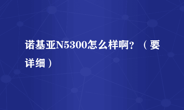 诺基亚N5300怎么样啊？（要详细）