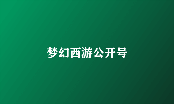 梦幻西游公开号