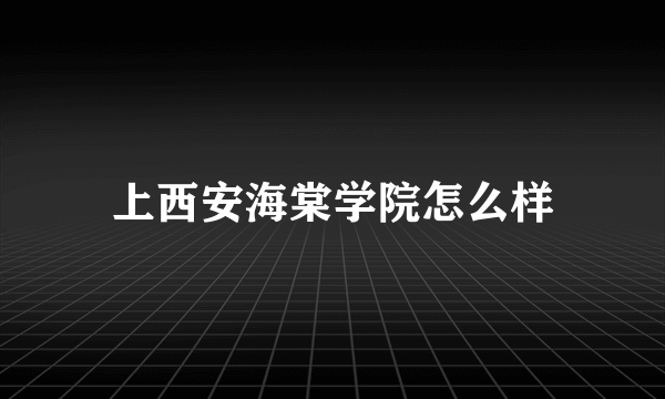 上西安海棠学院怎么样