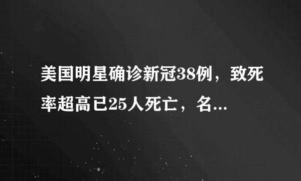 美国明星确诊新冠38例，致死率超高已25人死亡，名单全曝光