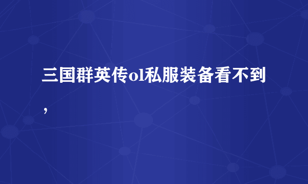 三国群英传ol私服装备看不到，