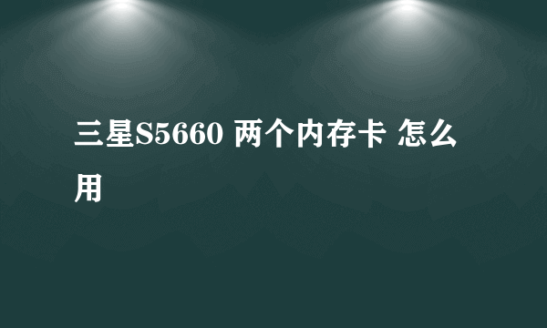 三星S5660 两个内存卡 怎么用