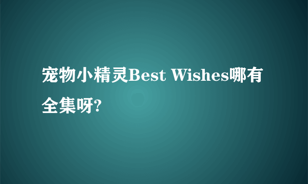 宠物小精灵Best Wishes哪有全集呀?