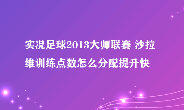 实况足球2013大师联赛 沙拉维训练点数怎么分配提升快