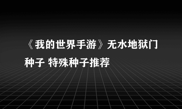 《我的世界手游》无水地狱门种子 特殊种子推荐