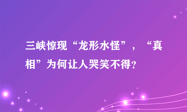 三峡惊现“龙形水怪”，“真相”为何让人哭笑不得？