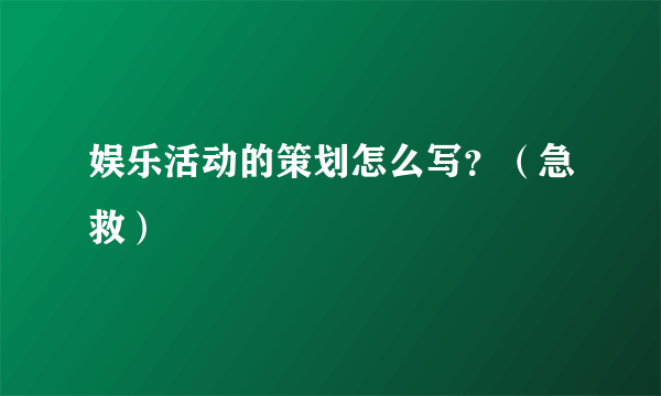 娱乐活动的策划怎么写？（急救）