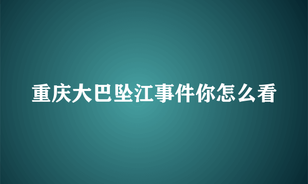 重庆大巴坠江事件你怎么看