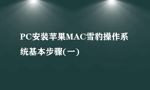 PC安装苹果MAC雪豹操作系统基本步骤(一)