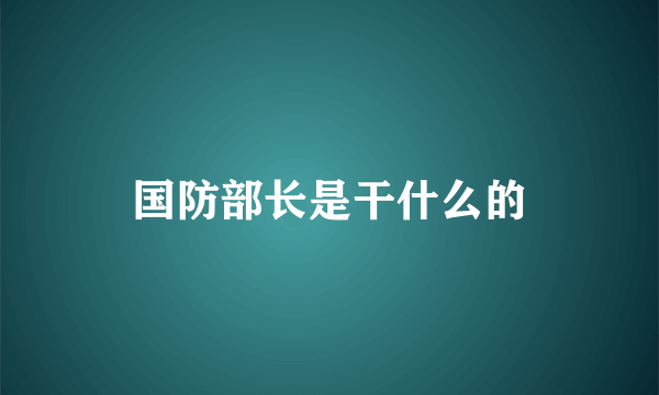 国防部长是干什么的