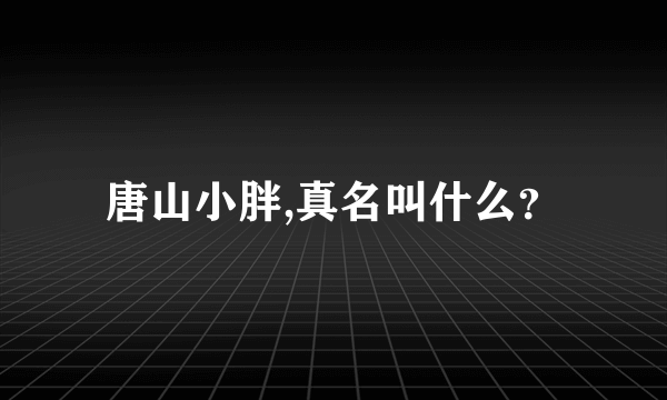 唐山小胖,真名叫什么？