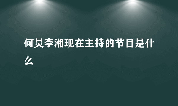 何炅李湘现在主持的节目是什么