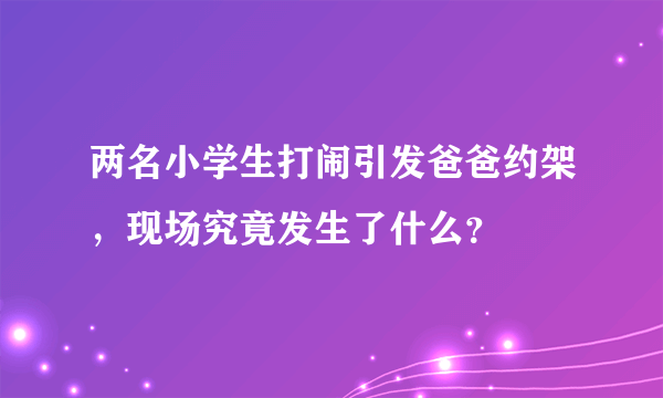 两名小学生打闹引发爸爸约架，现场究竟发生了什么？