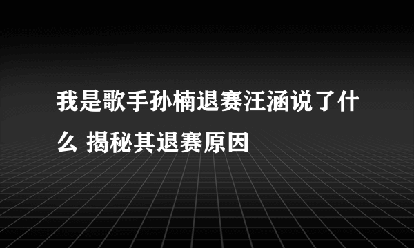 我是歌手孙楠退赛汪涵说了什么 揭秘其退赛原因