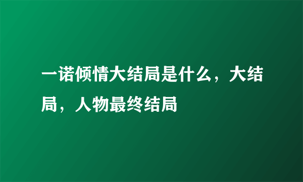 一诺倾情大结局是什么，大结局，人物最终结局