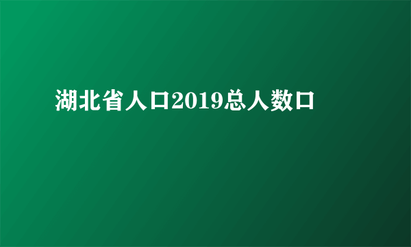 湖北省人口2019总人数口