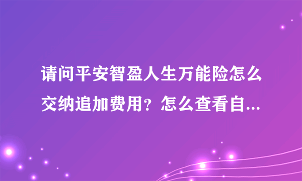 请问平安智盈人生万能险怎么交纳追加费用？怎么查看自己的账单，每年扣除的费用是多少？