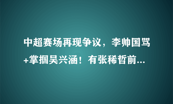 中超赛场再现争议，李帅国骂+掌掴吴兴涵！有张稀哲前车之鉴下，他会被禁赛多久？