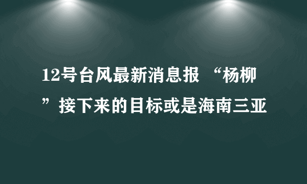 12号台风最新消息报 “杨柳”接下来的目标或是海南三亚