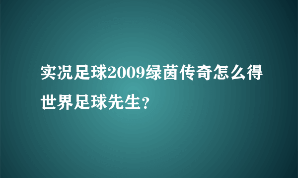 实况足球2009绿茵传奇怎么得世界足球先生？