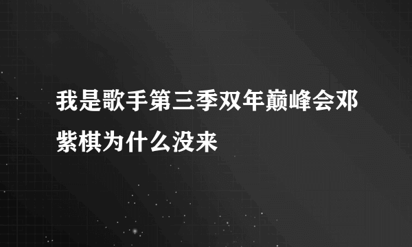 我是歌手第三季双年巅峰会邓紫棋为什么没来