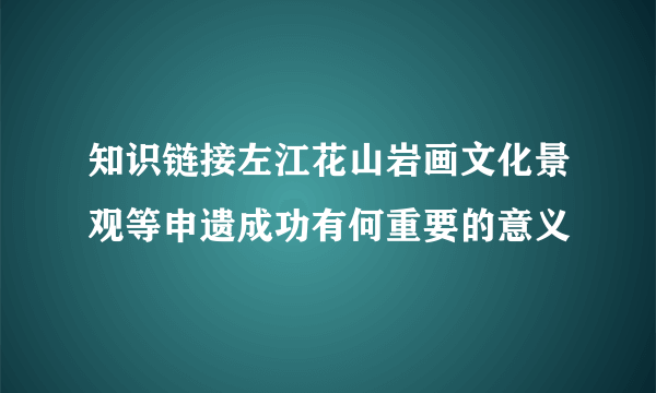 知识链接左江花山岩画文化景观等申遗成功有何重要的意义