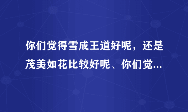 你们觉得雪成王道好呢，还是茂美如花比较好呢、你们觉得TORO他这个人怎么样