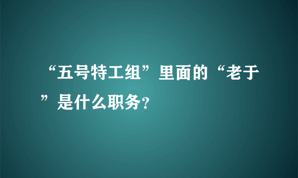 “五号特工组”里面的“老于”是什么职务？