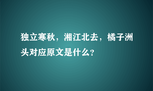 独立寒秋，湘江北去，橘子洲头对应原文是什么？