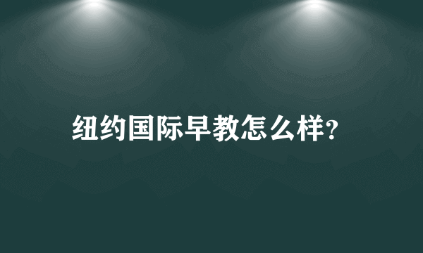 纽约国际早教怎么样？