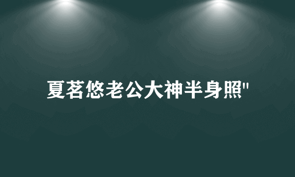 夏茗悠老公大神半身照