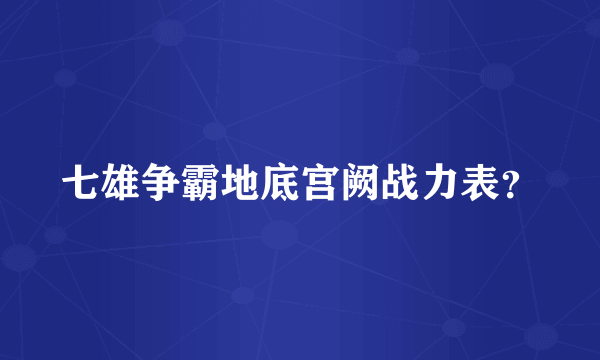 七雄争霸地底宫阙战力表？