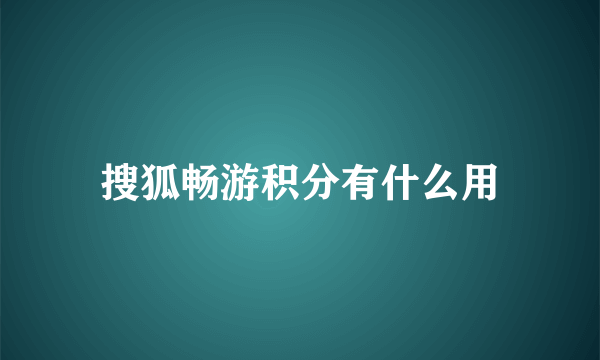 搜狐畅游积分有什么用