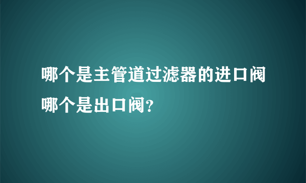 哪个是主管道过滤器的进口阀哪个是出口阀？