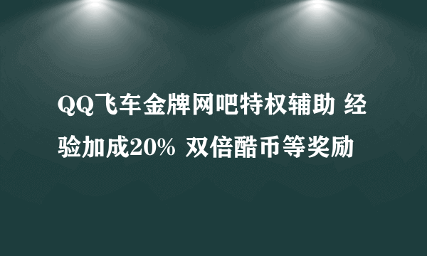 QQ飞车金牌网吧特权辅助 经验加成20% 双倍酷币等奖励