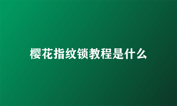 樱花指纹锁教程是什么