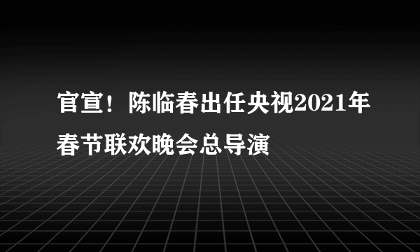 官宣！陈临春出任央视2021年春节联欢晚会总导演