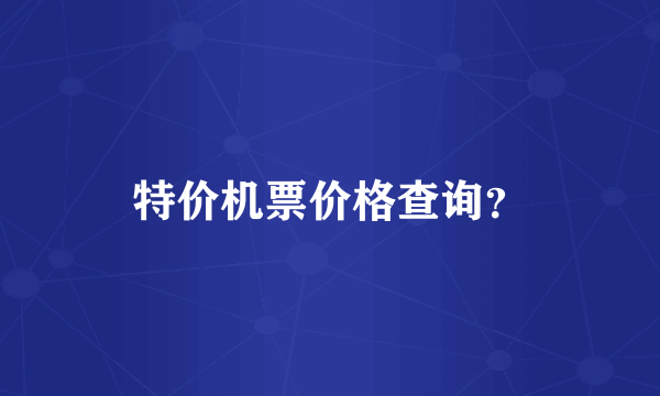 特价机票价格查询？